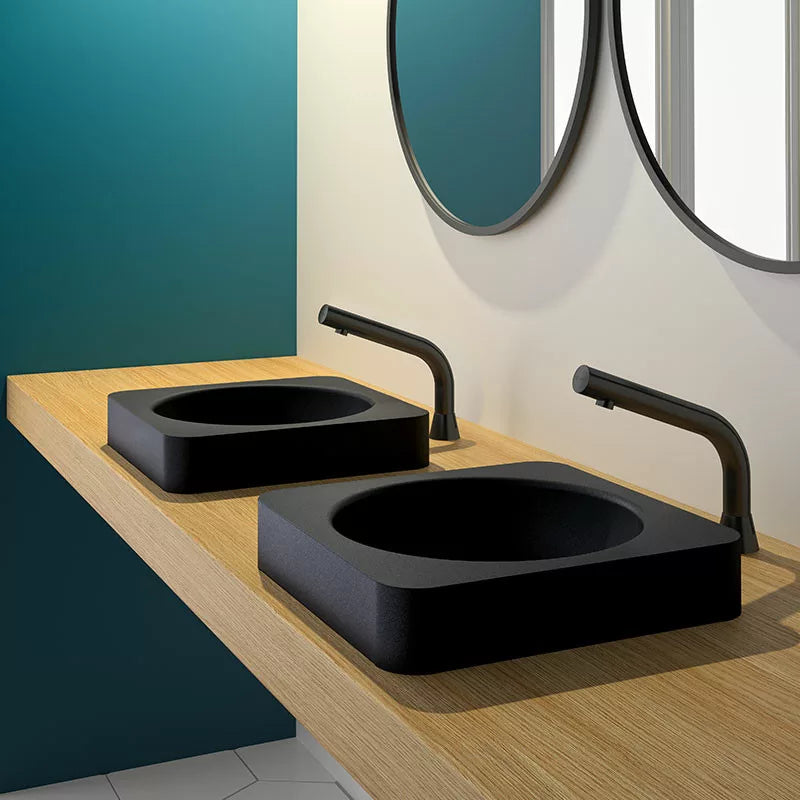 DELABIE QUADRA semi-recessed hand basin, matt black
