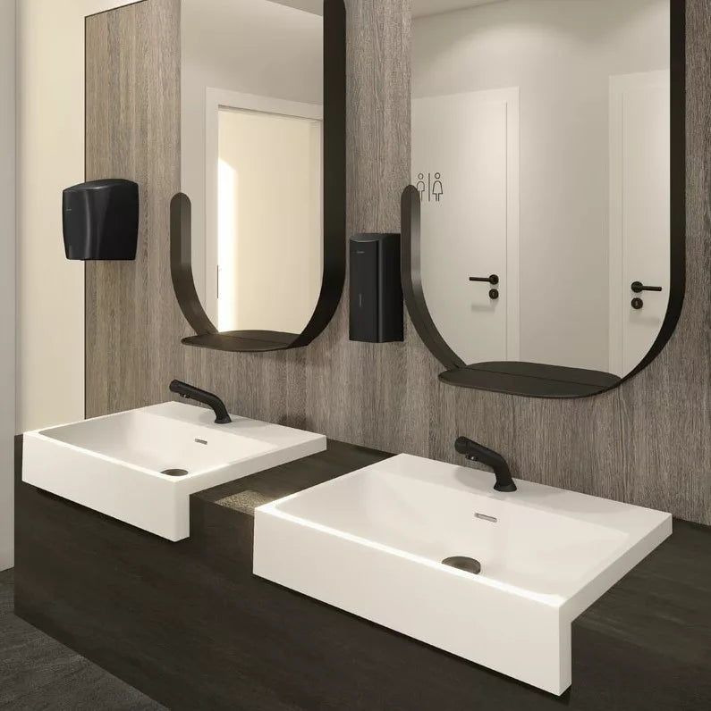 DELABIE BINOPTIC MIX deck-mounted sensor tap with temperature lever, matt black