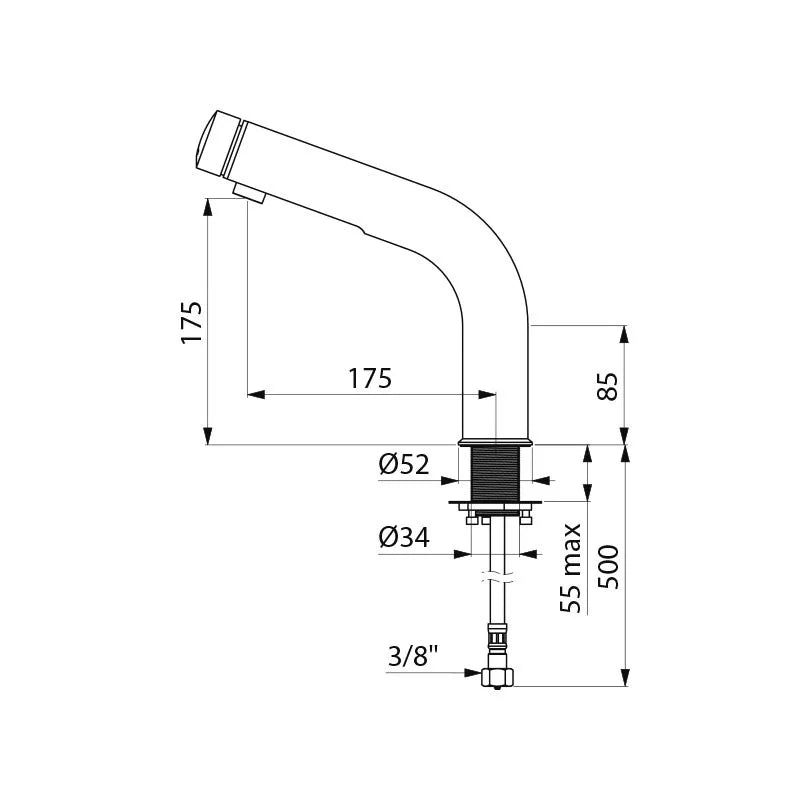 DELABIE TEMPOMIX 3 deck-mounted basin tap, matt black