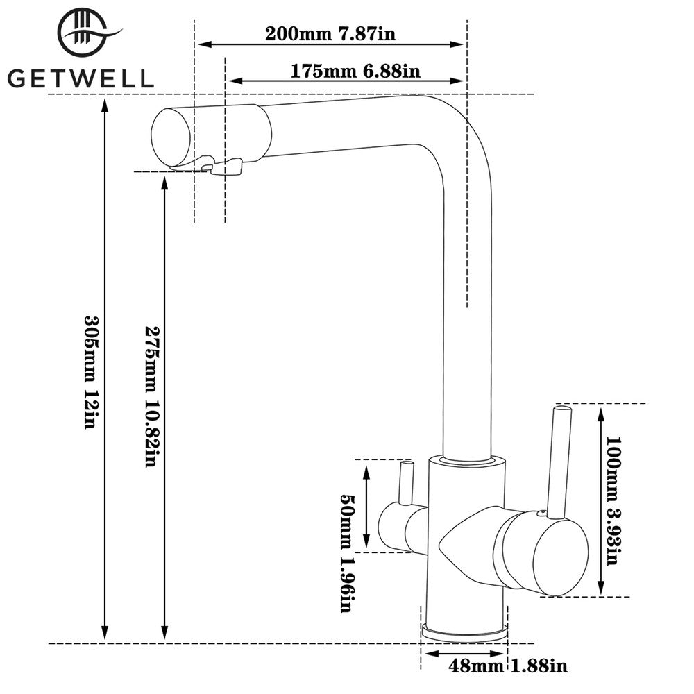 Simple-5W 5 utas csaptelep – méretrajz