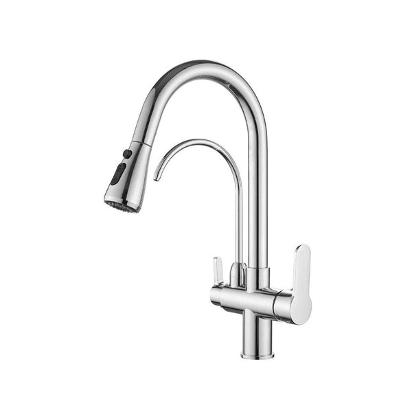 Stork Stainless Steel 3-Way Tap with Pull-Out Spray – Mains and Filtered Water